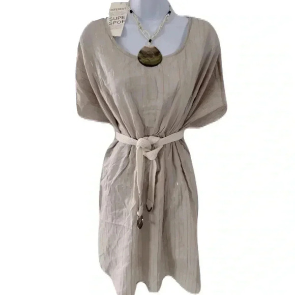 NWT Chinese brand/ Boho/ Beach Tunic/ Cotton &  Tencel/ Gold accents/ Size US L - Picture 4 of 16